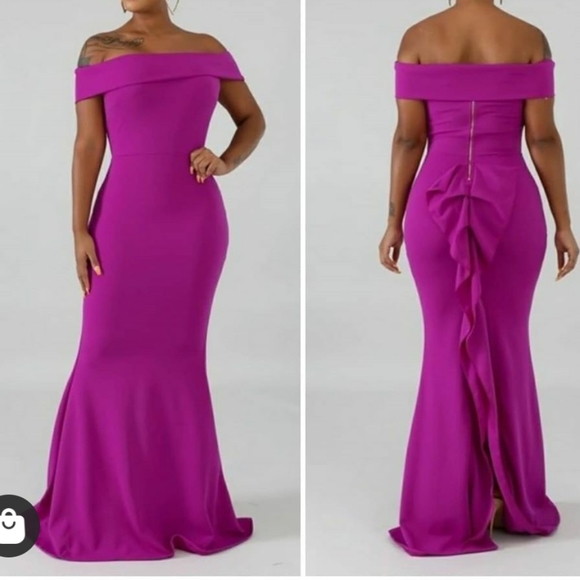 Dresses & Skirts - Beautiful Off the Shoulder Fuschia Gown